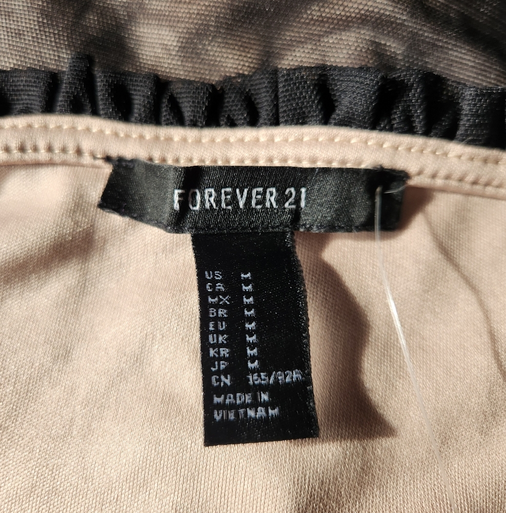 Forever 21 Mesh Black and Nude Corset Style Top Size M NWT - Picture 6 of 10
